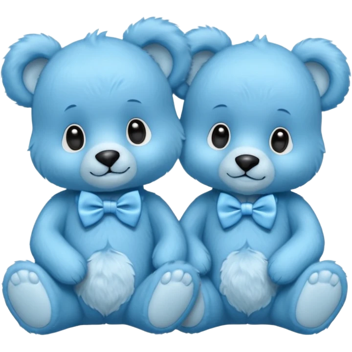 sweet twin little blue bears with blue bow tie sitting emoji