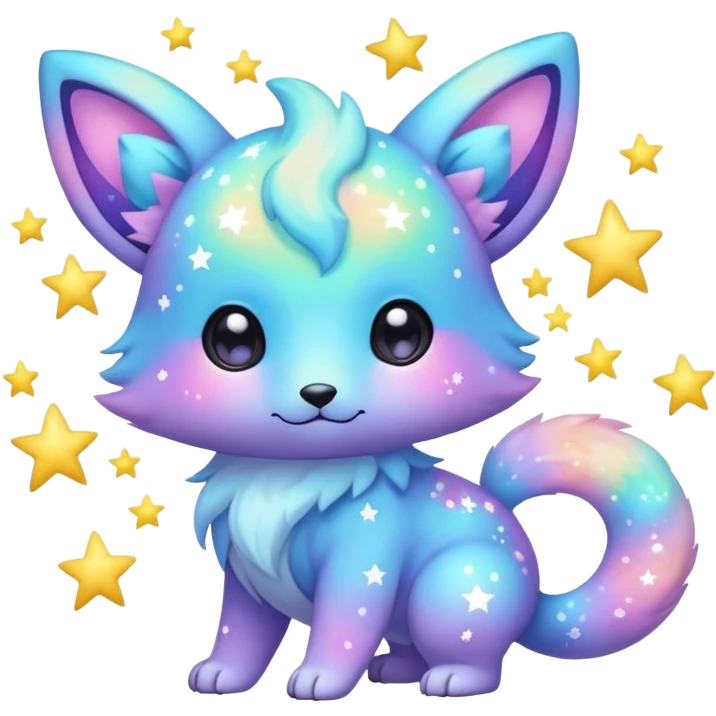 Cute adorable kawaii colorful pastel nebula fantasy animal hybrid Fakemon full body emoji
