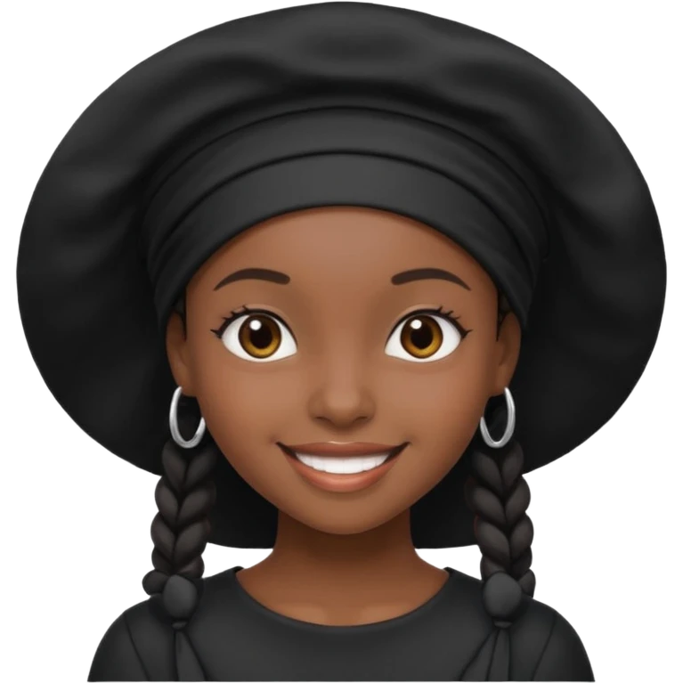 Black girl with black bonnet and black top on emoji