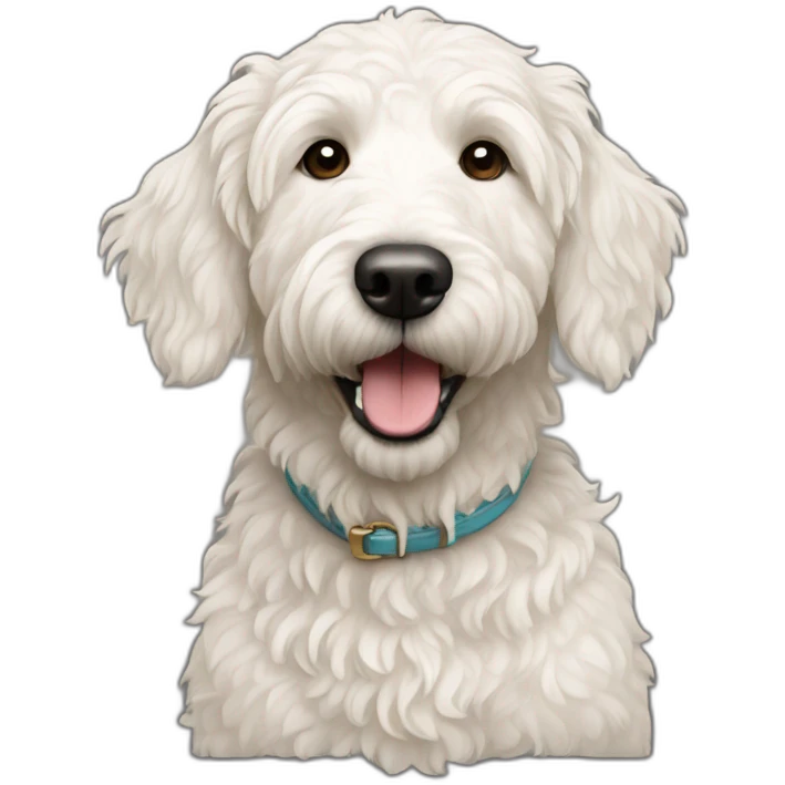 White golden doodle dog emoji