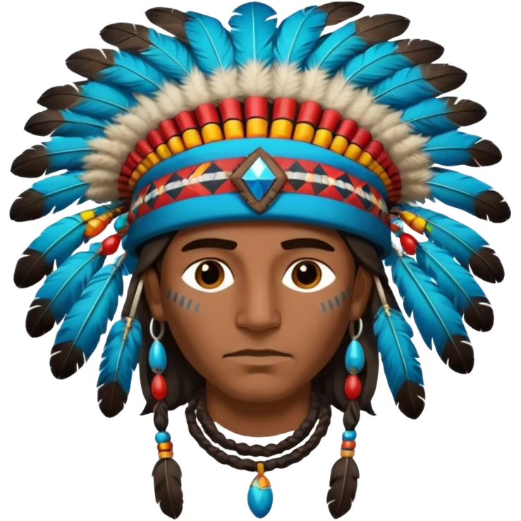 Dark-skinned male, Native American-style hat emoji
