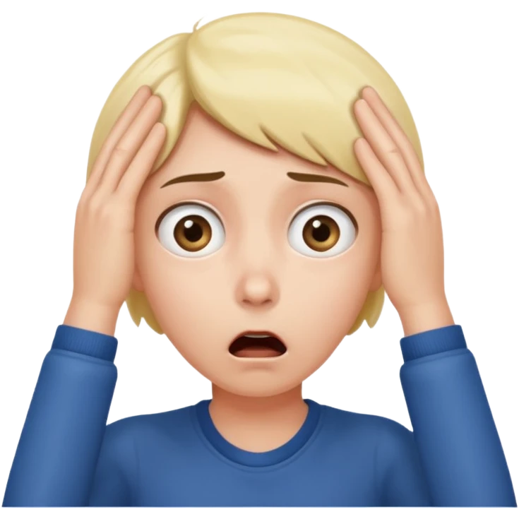 Shocked face hands on head emoji