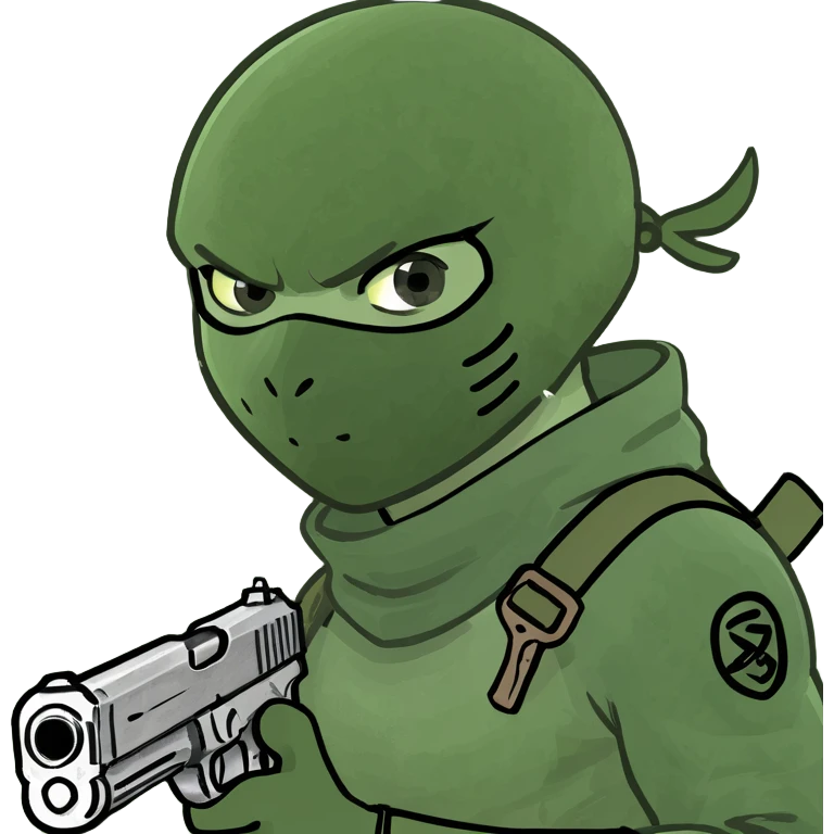 Un muchacho ninja con una pistola emoji