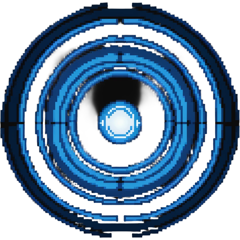 Glowing blue orb with expanding circles, color #3b82f6 with lighter glow, concentric circles pattern, expansion indicator, subtle energy effect, 32x32 pixels emoji