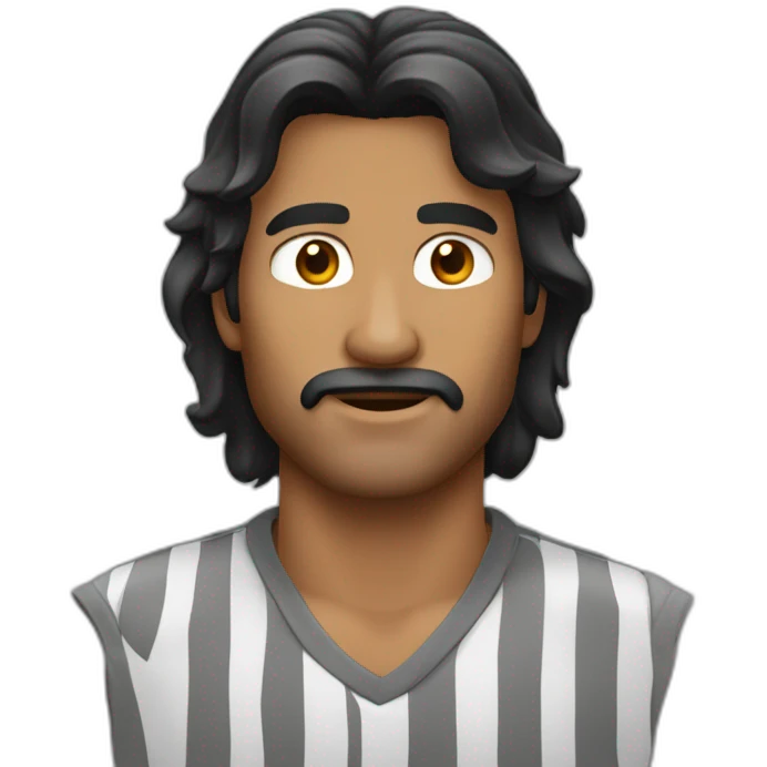 Hombre caucásico, cabello negro mullet emoji