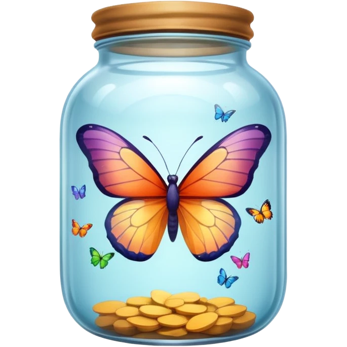 A translucid butterfly traped in a jar emoji