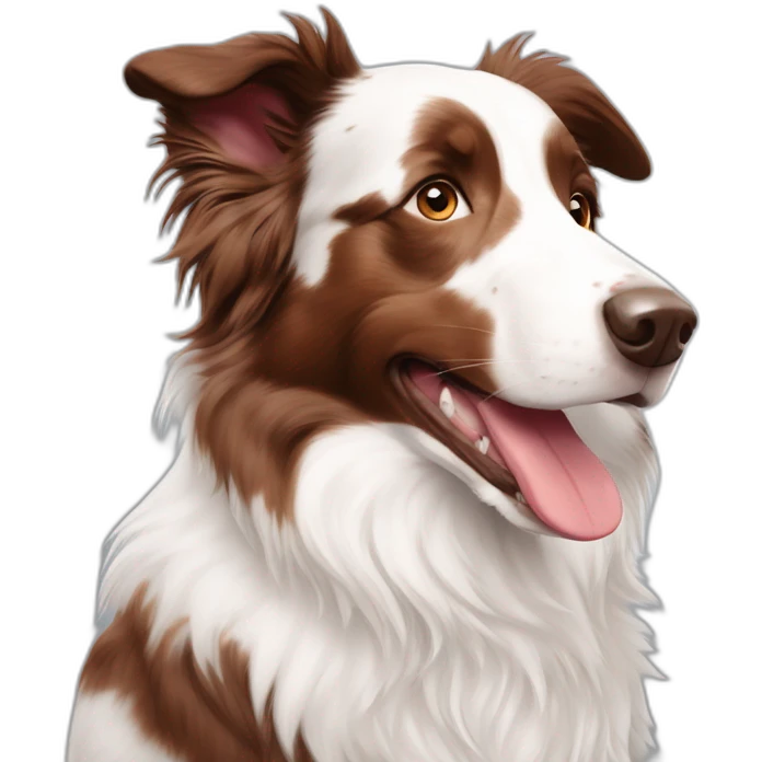 white and brown red merle border collie with different ele colors emoji