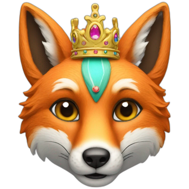 Un renard avec une couronne multicolore emoji