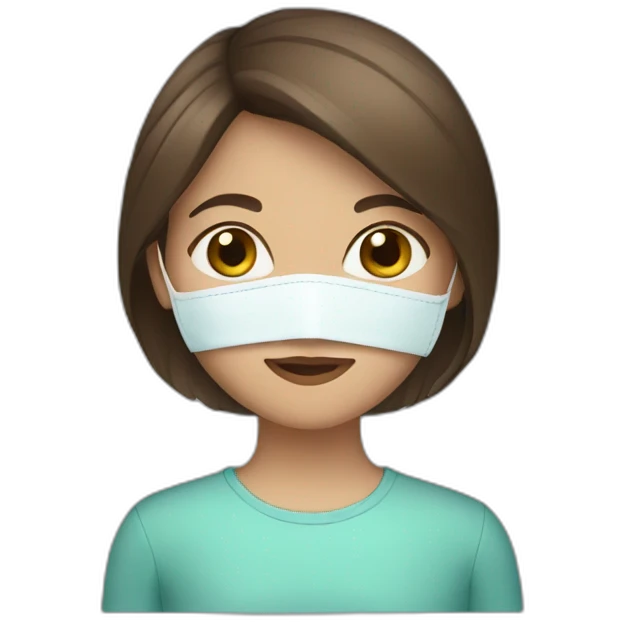 Brown hair girl with a face mask emoji