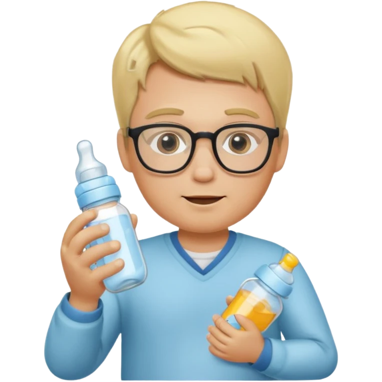 blonde man with glasses with baby bottle emoji