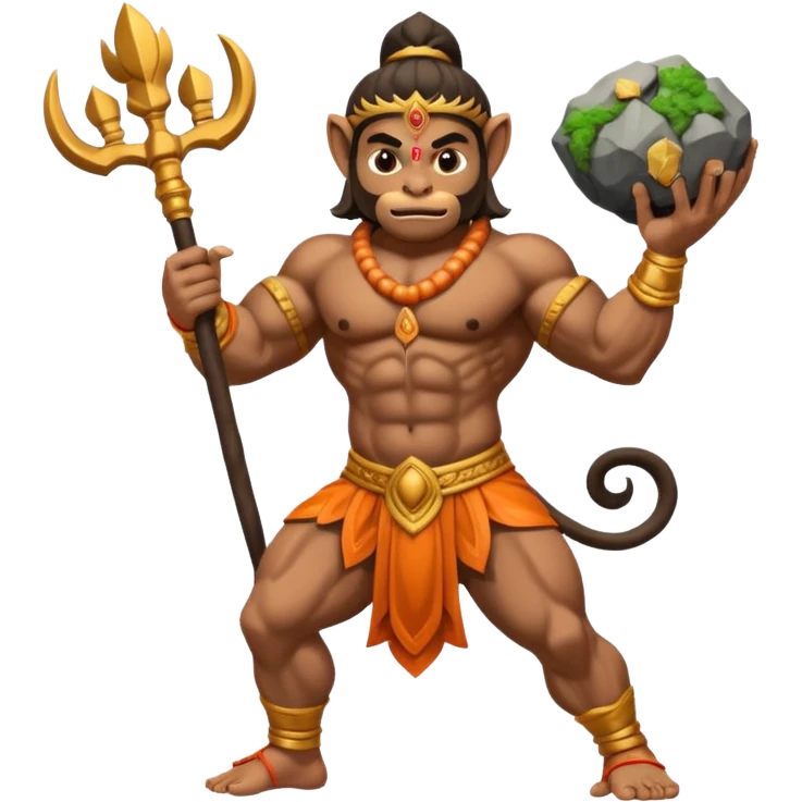 Lord Hanuman carrying mountain emoji
