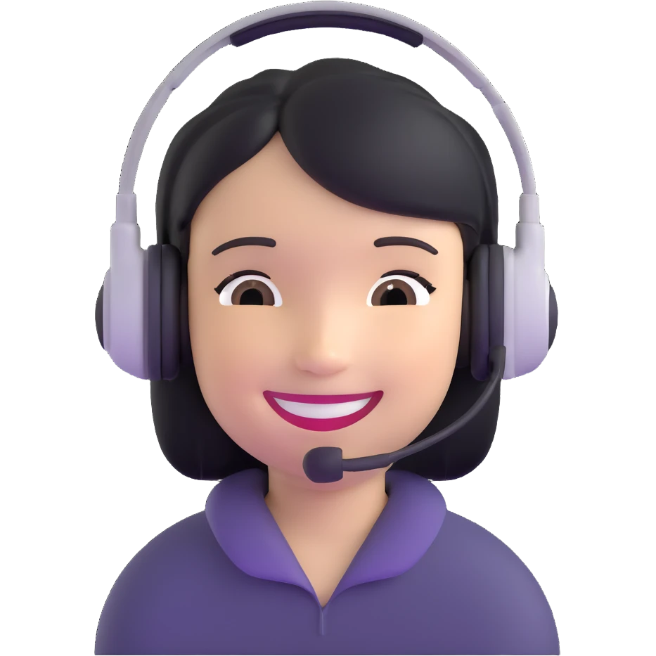AI voice receptionist with headset, smiling emoji