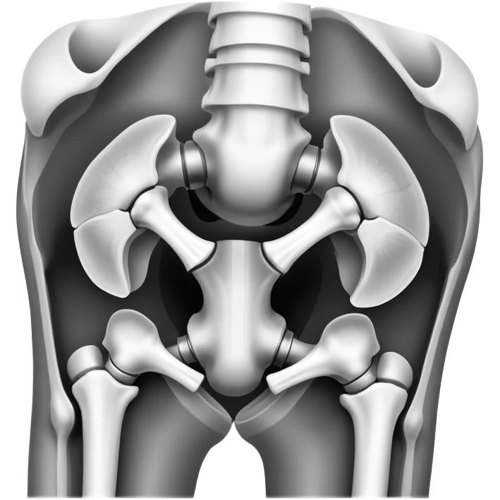 x-ray of knee joint, medical scan showing knee bones emoji