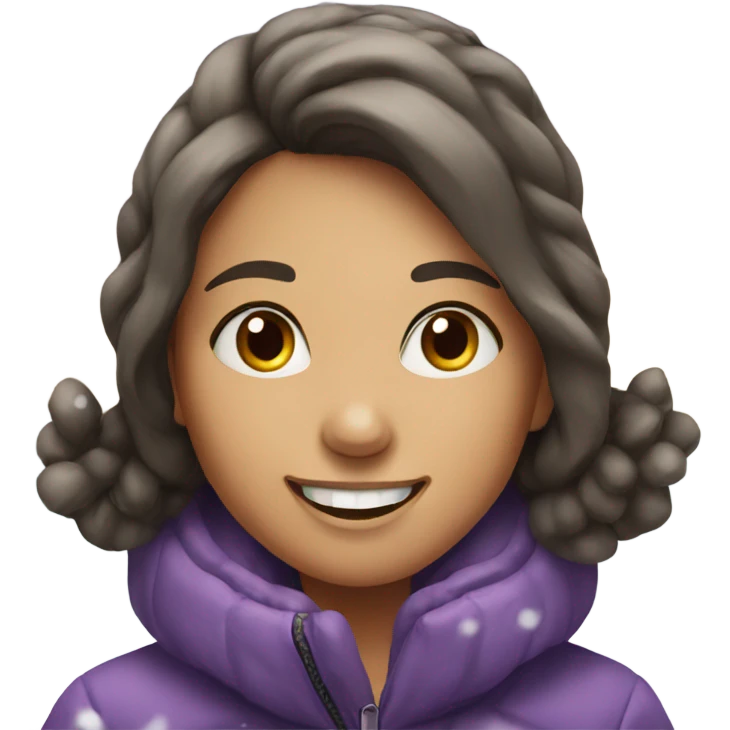 smiling girl in winter snow emoji