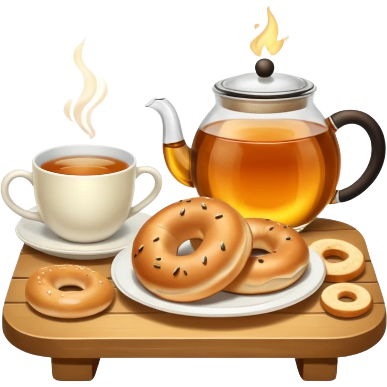 Tea and bagels emoji