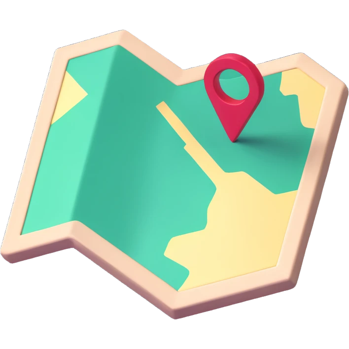 3D emoji style map pin with a shadow emoji