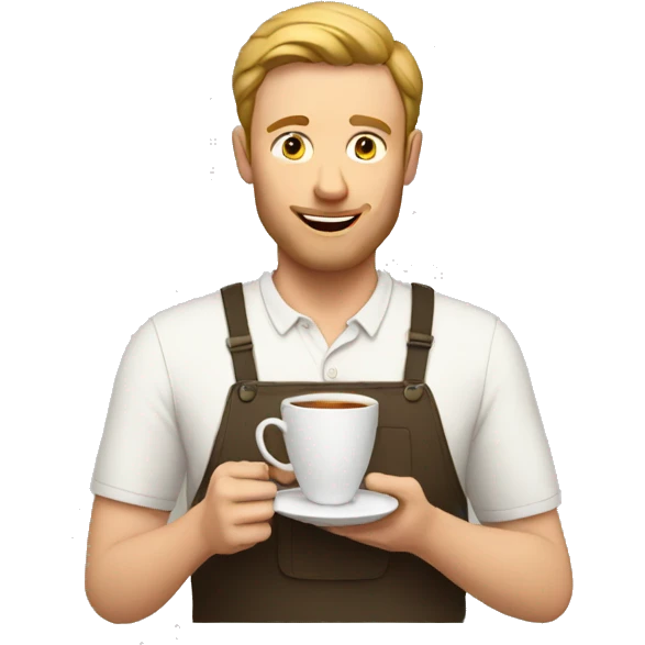 White man holding tea emoji