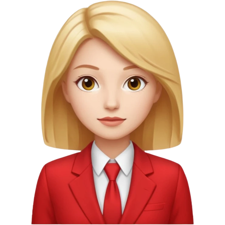 Нужно создать 1 эмоджи в цветовой гамме ярко-красный, белый и марсала (бардово-фиолетовый. деловая девушка в красном костюме, у девушки должны быть светлые волосы  emoji