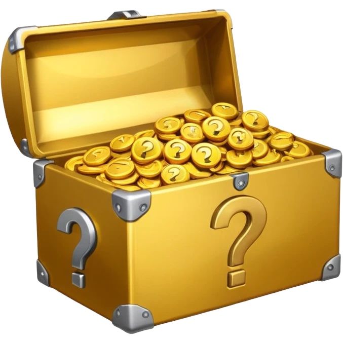 сгенерируй смайл loot box в стили классических смайлов с вопросом 
золотой, не деревянный, а металический emoji