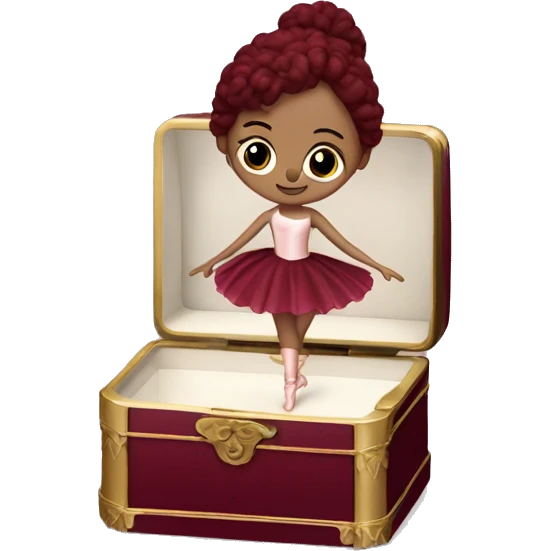 burgundy music box with ballerina emoji