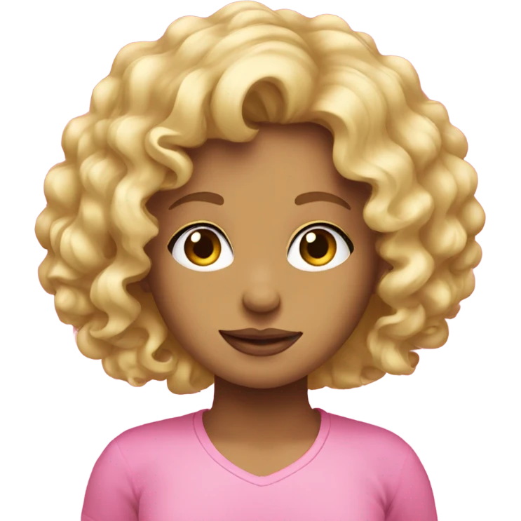 blonde curly girl wearing a pink top emoji