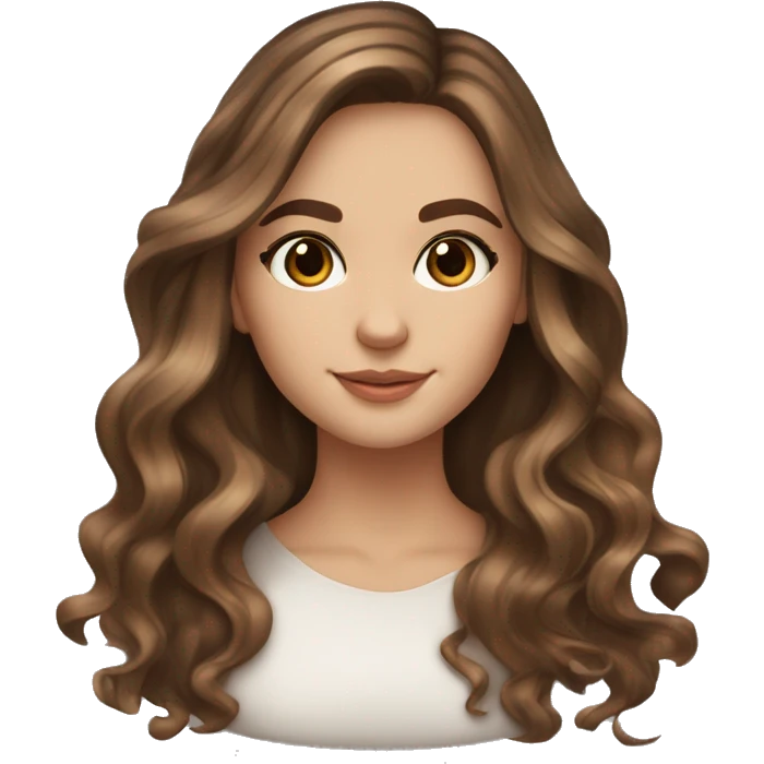 White girl brown eyes with long wavy brown hair with brown highlights balayage reading book emoji