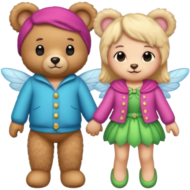 Teddy and fairy as couple emoji