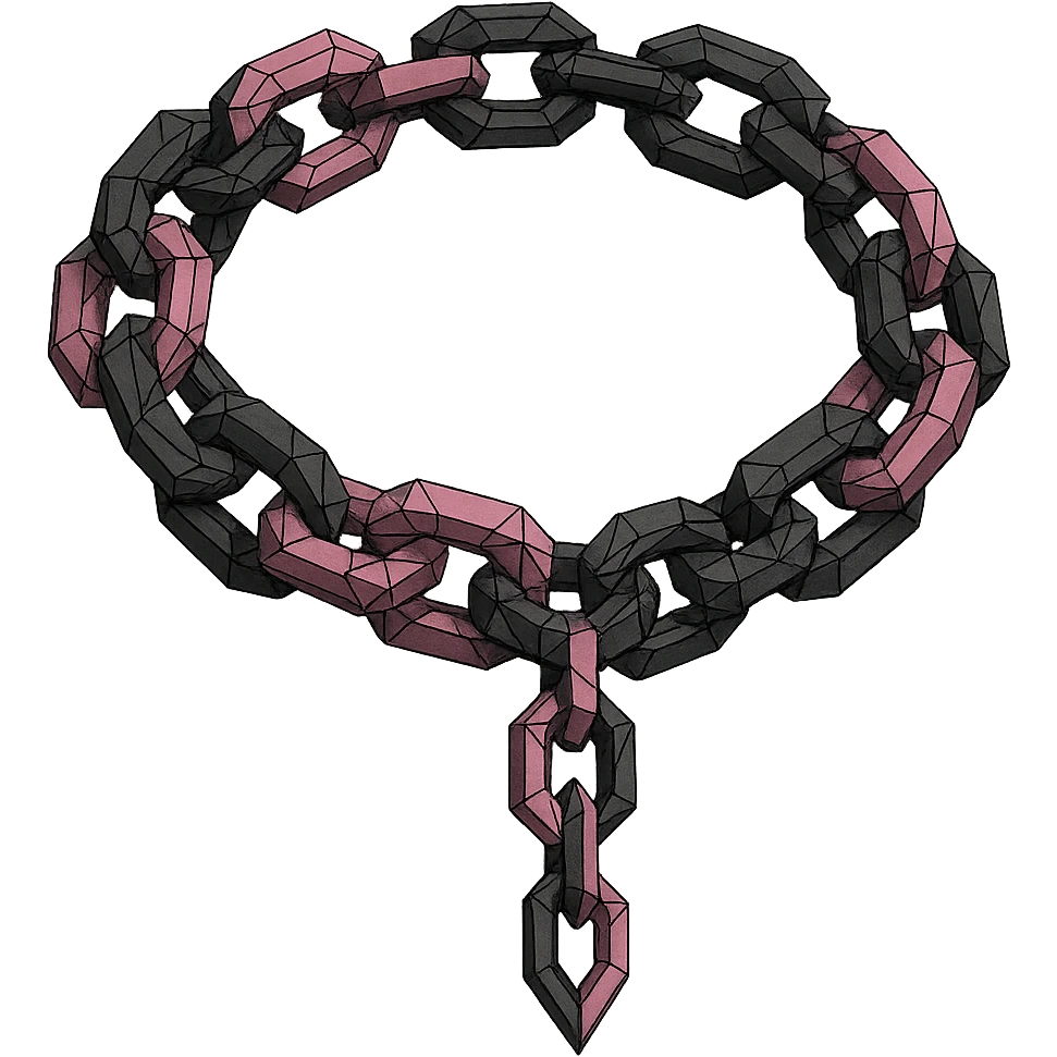 BLACKPINK-inspired gothic chain, no hearts, geometric and edgy, black and pink color scheme emoji