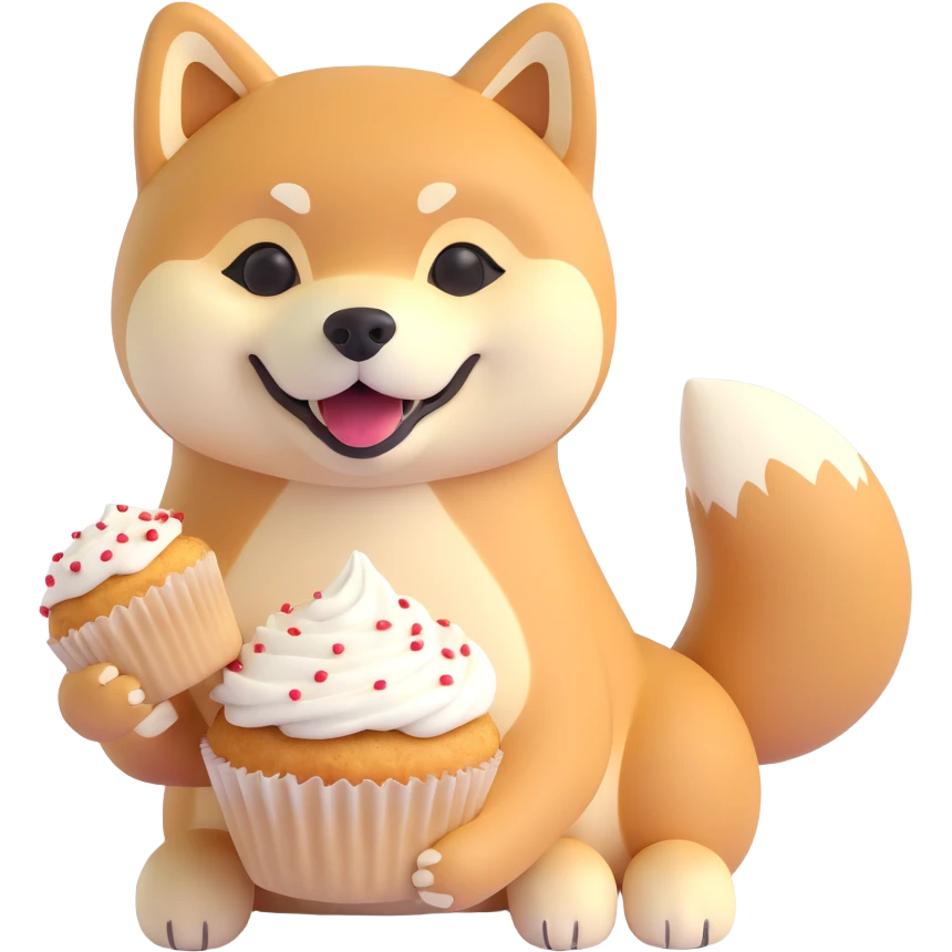 shiba inu eating muffins emoji