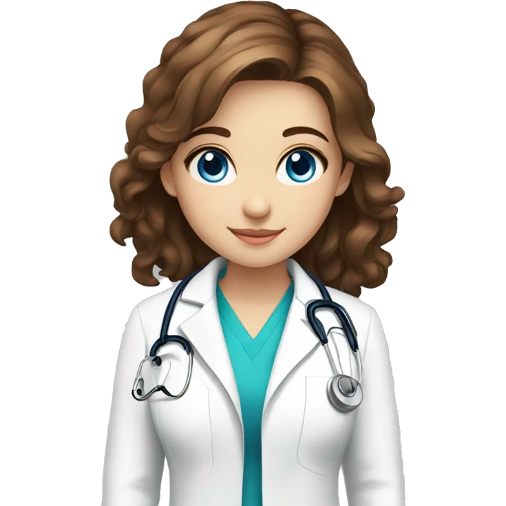 beautiful girl with brown hair blue eyes doctor emoji