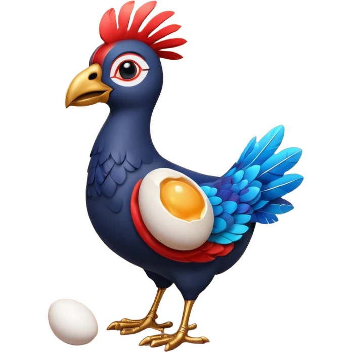 A 3D cartoon Sankofa bird with its head turned backward holding an egg in its beak, symbolizing learning from the past, vibrant colors, smooth lighting, Memoji-style rendering. emoji