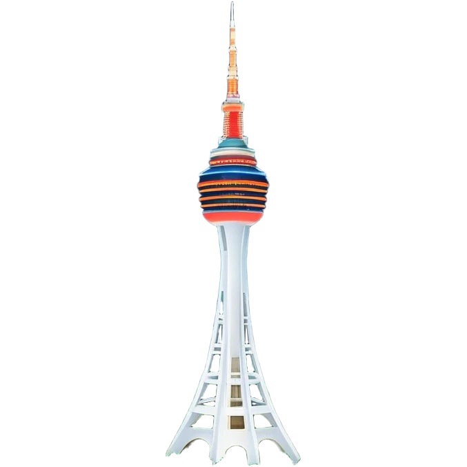 Cinematic Realistic N Seoul Tower Landmark Emoji, featuring the iconic tower perched atop Namsan Mountain, glowing against the night sky with panoramic city lights stretching beyond. emoji