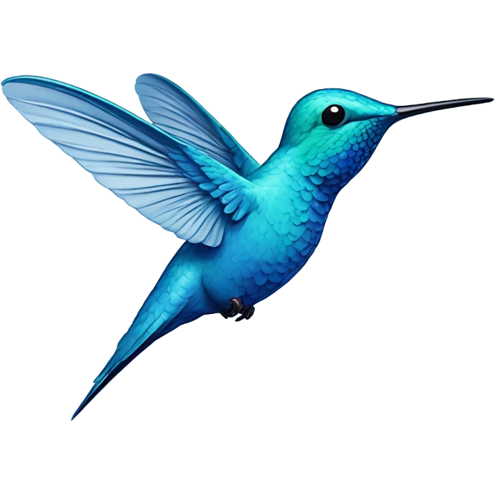 Line work hummingbird blue emoji