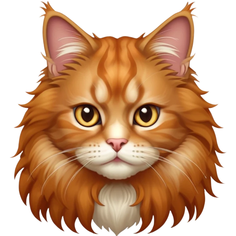 cute and majestic maine coon cat with fluffy mane and fierce expression emoji