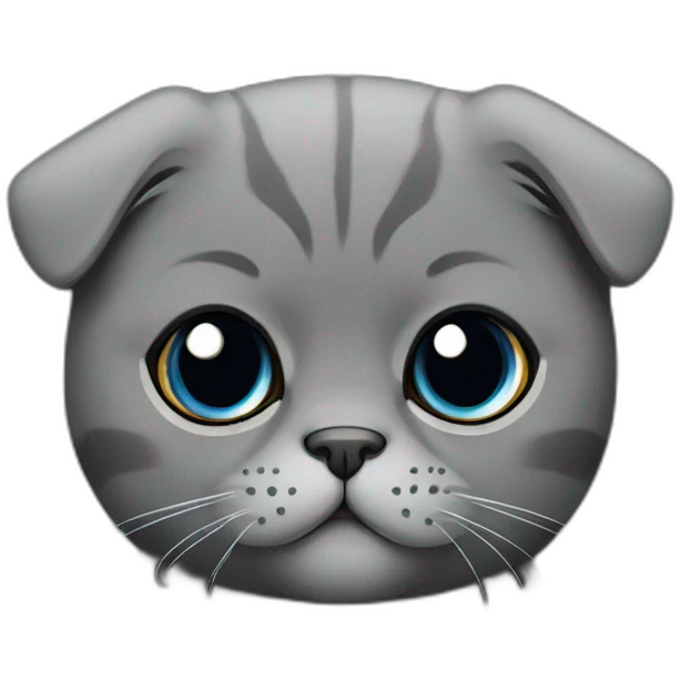Scottish fold cat dark gray emoji