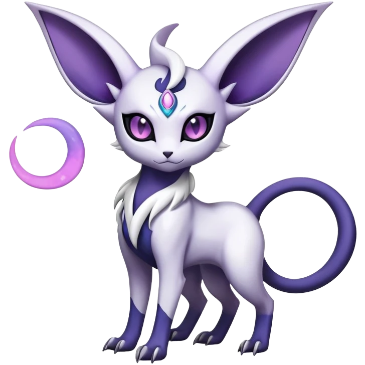 Shiny Exotic Badass Mysterious Gothic Espeon-Absol-Pokémon-Fakémon-hybrid-creature (full body) with markings emoji