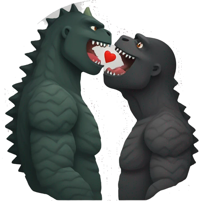 Godzilla and Kong kissing emoji