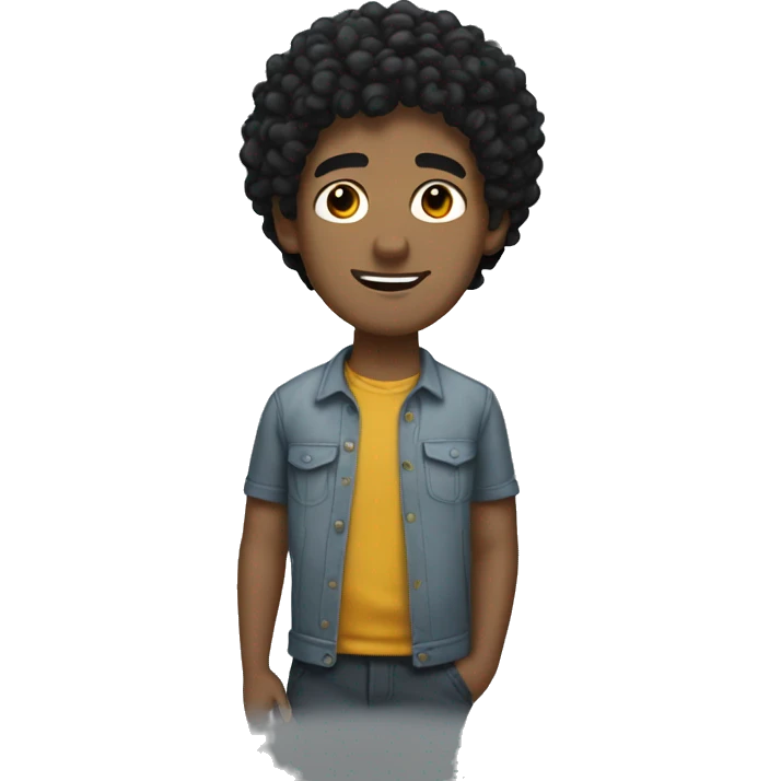 Guy with black curly hair  emoji