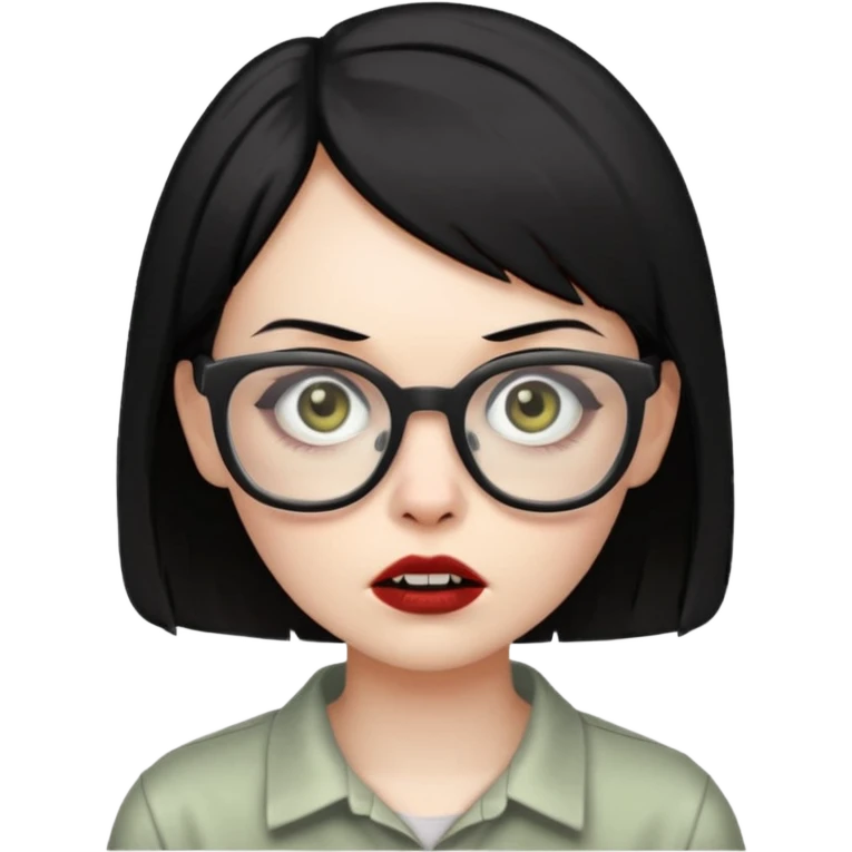 create a female zombie with short straight black hair, and who wears glasses  emoji