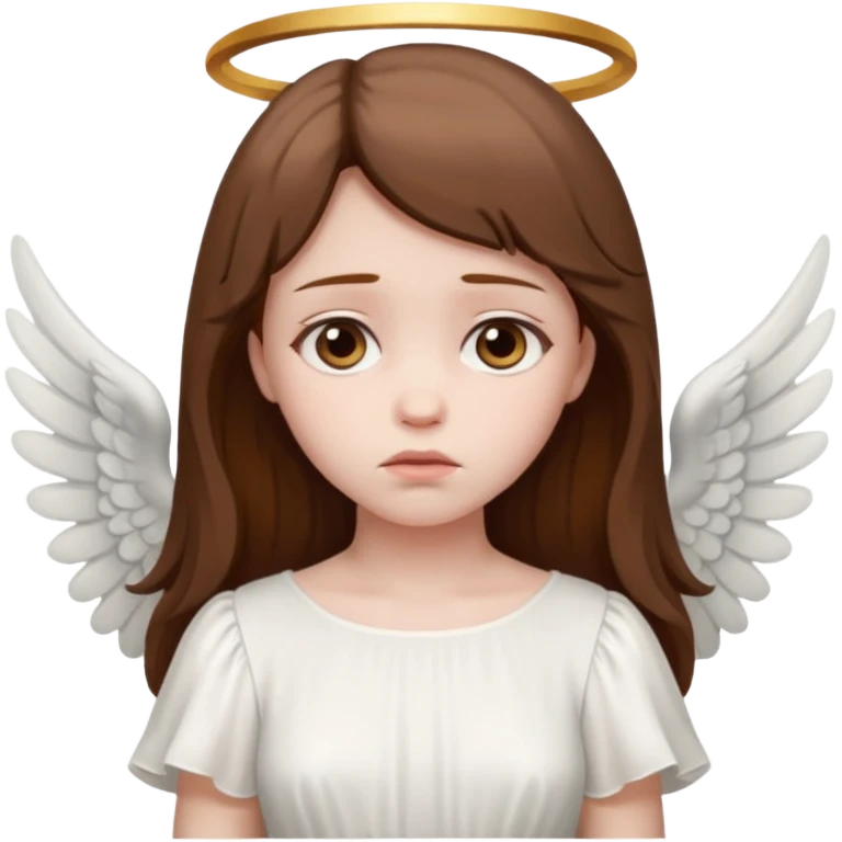 brown hair girl angel, sad emoji