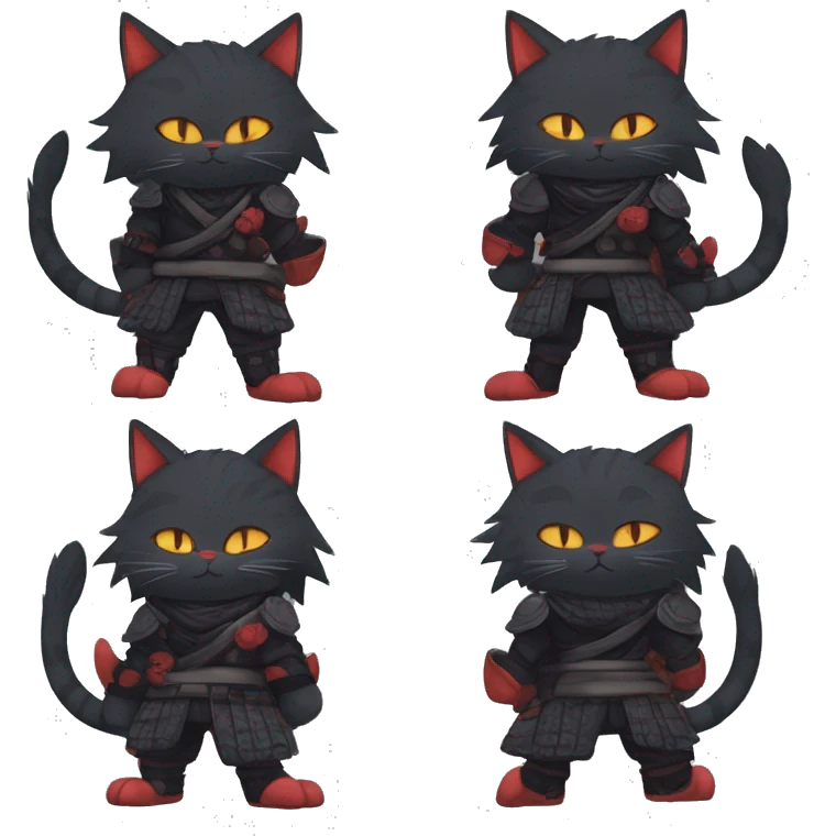 Edgy Cool Anthro Samurai cool pretty dark Litten-Pokémon-cat-fursona-animal techwear Bandages gloves socks emoji