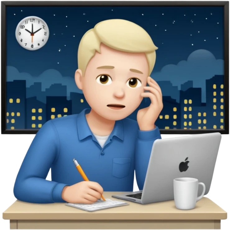 man working overtime at night emoji