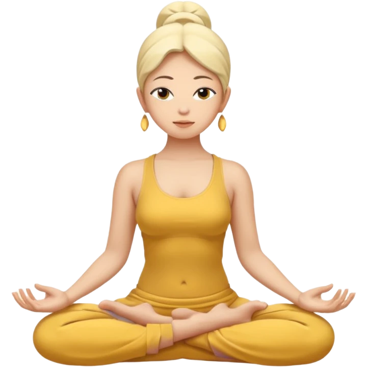 woman in lotus position meditating, yellow skin tone, minimal background emoji