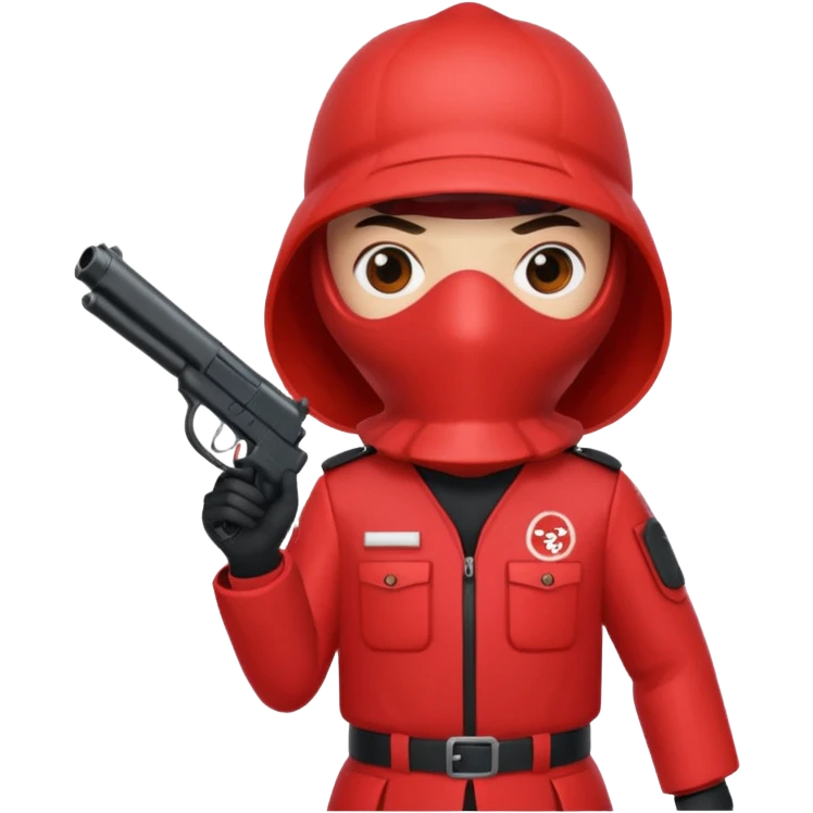 Squid Game guard with gun, square mask emoji