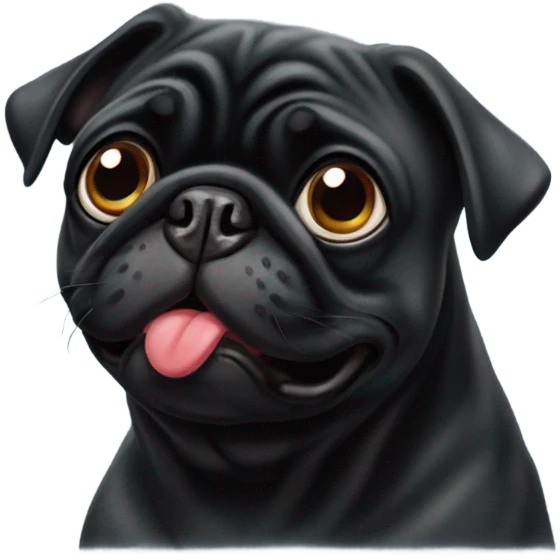 Black pug blowing a kiss emoji