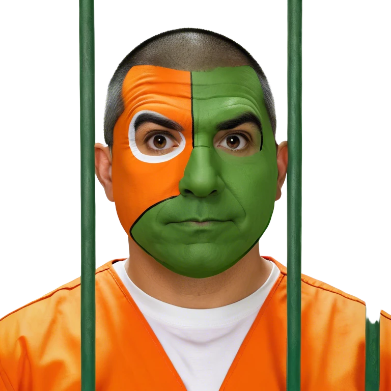 USA congressman Representative Robert Garcia in a orange jumpsuit behind bars emoji