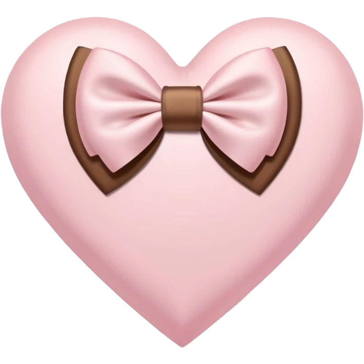 Pastel Pink Heart with two bows that are brown and cream/white emoji