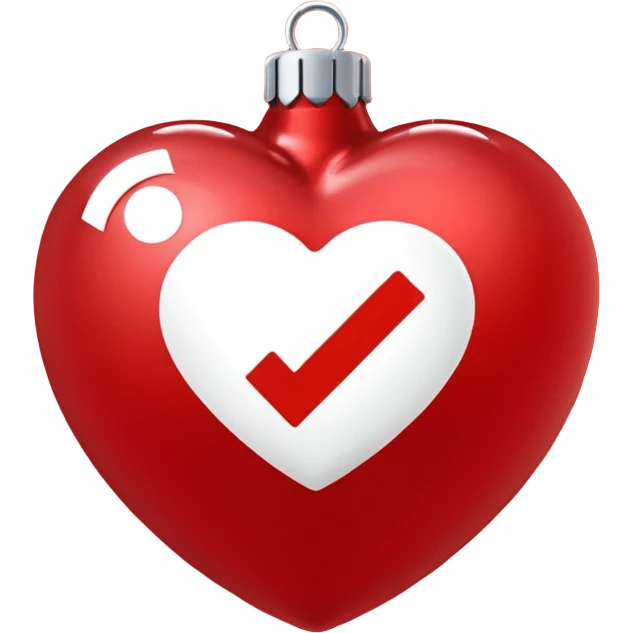 red Christmas heart-shaped ball with white "S" logo emoji