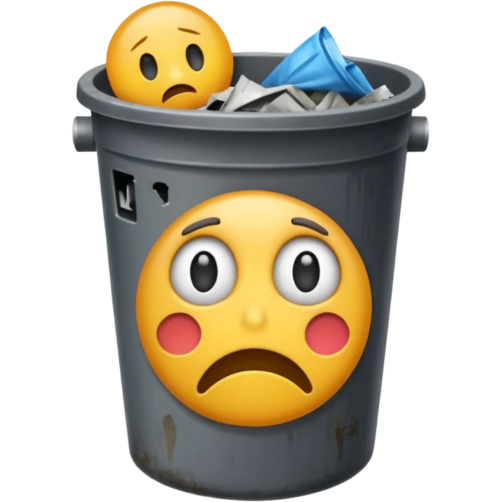 put an emoji into a trash bin. show just the emoji in a trash bin emoji