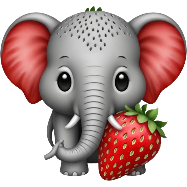 Make a  black and white strawberry elephant emoji